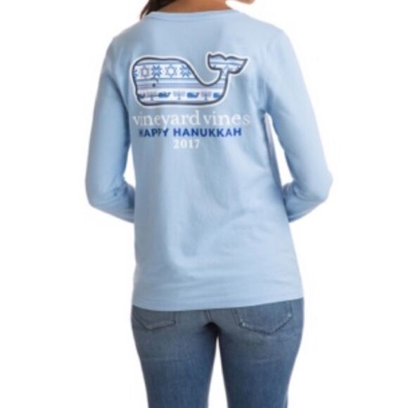 Vineyard Vines Hanukkah 2017 Long Sleeve Tee - Picture 1 of 7